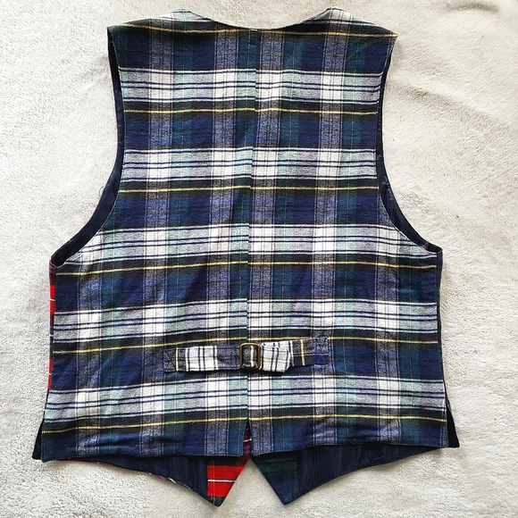 90s Vintage Patchwork Plaid Vest Talbots - Picture 2 of 12